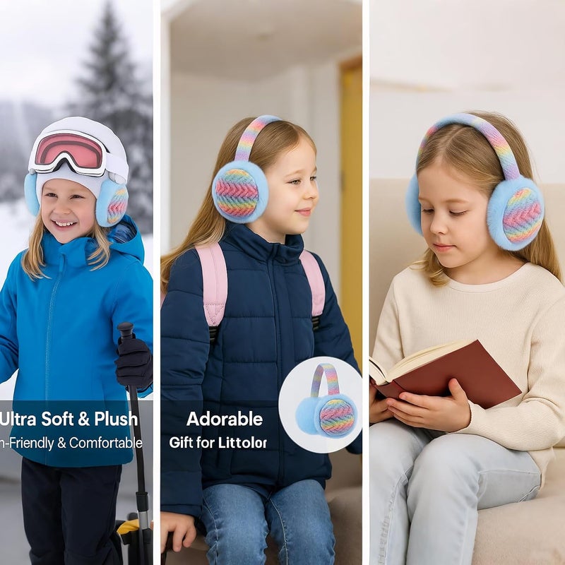 BUTITNOW Winter Knit EarMuffs for Kids Warm Furry Girls Ear Muffs Plush Toddler Ear Warmers Outdoor Ear Covers - Image 5
